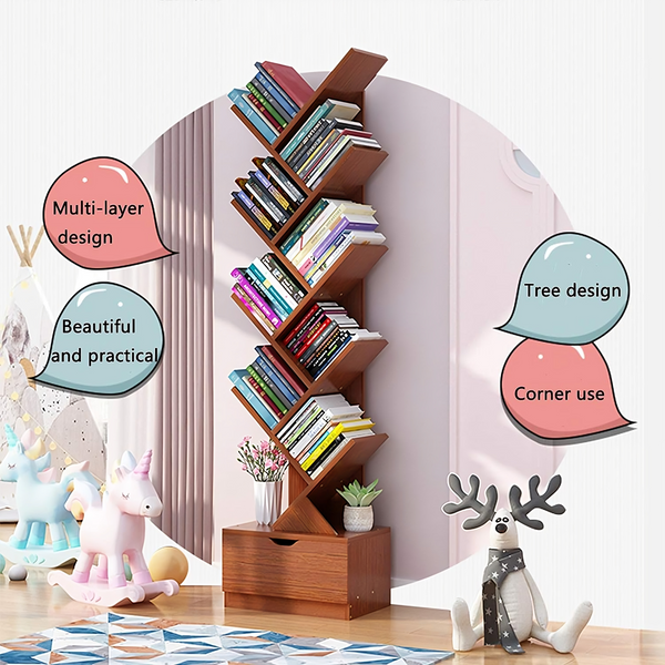 Exclusive Wooden Tree Shape 9 Tier Bookshelf For Office & Home